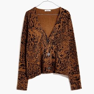 Madewell Tigerized Cameron Ribbed Cardigan Sweater in Coziest Yarn XS